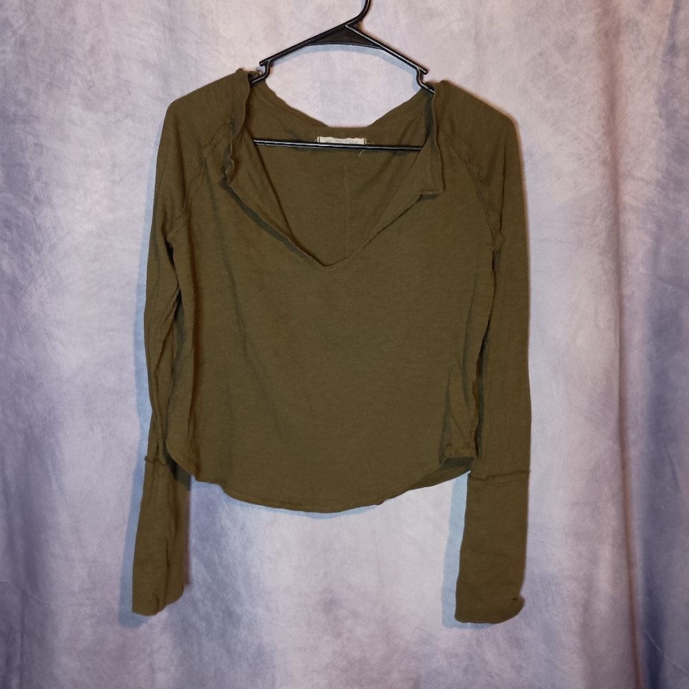 We The Free Olive Green Long Sleeve Top